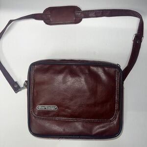 Vintage Bon Voyage Red Brown Leather Zip-Up Stowaway Folding Travel Bag